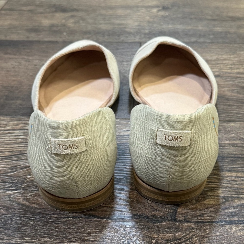TOMS Jutti Taupe Gray Suede/Canvas Slip On d'Orsay Flats Women's‎ Size 7.5 - Picture 3 of 6